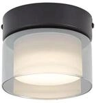 QAZQA Moderne Deckenleuchte Schwarz mit Rauchglas Puck