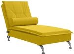 vidaXL Massage-Chaiselongue mit Nackenrolle Gelb Samt 379456