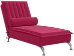 vidaXL Massage-Chaiselongue mit Nackenrolle Weinrot Samt 379463