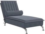 vidaXL Massage-Chaiselongue mit Nackenrolle Dunkelgrau Samt 379460
