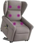 vidaXL Elektrischer Massagesessel mit Aufstehhilfe Taupe Stoff 3303411