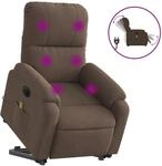 vidaXL Massagesessel Aufstehhilfe Elektrisch Braun Mikrofasergewebe