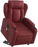 vidaXL Massagesessel mit Aufstehhilfe Elektrisch Wei&szlig;rot Kunstleder Modell 9