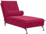 vidaXL Massage-Chaiselongue mit Nackenrolle Weinrot Samt 379454