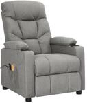 vidaXL Massagesessel Elektrisch Hellgrau Stoff 3098827
