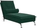 vidaXL Massage-Chaiselongue mit Nackenrolle Dunkelgr&uuml;n Samt 379452