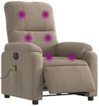 vidaXL Massagesessel Elektrisch Taupe Mikrofasergewebe