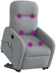 vidaXL Elektrischer Massagesessel mit Aufstehhilfe Hellgrau Stoff 3303002