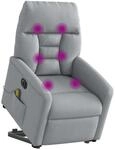 vidaXL Elektrischer Massagesessel mit Aufstehhilfe Hellgrau Stoff 3303062