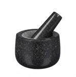 Relaxdays M&ouml;rser mit St&ouml;&szlig;el Granit Schwarz Standfest 8,5 cm x 12 cm 1,9 kg