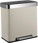 Svita LT2X30 M&uuml;lleimer 60l Treteimer 2 F&auml;cher Mit Deckel Taupe