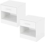 ML-Design Nachttisch 2Er Set mit Einer Schublade Wei&szlig; aus Holz 36,5x38,5x30 cm