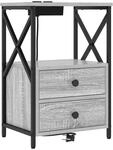vidaXL Nachttisch mit Ladestation Grau Sonoma Holzwerkstoff 859566