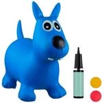 Relaxdays H&uuml;pftier Hund Kunststoff Blau Mit Luftpumpe 50 cm x 26 cm x 60 cm 1,5 kg