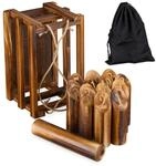Relaxdays Kubb Wikingerspiel Kiefernholz Natur Schwarz mit Holzbox 17,5 cm x 28,5 cm