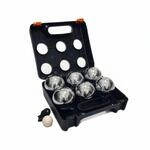 Relaxdays Boule Kugeln im Set Kunststoff Eisen Schwarz Silber mit Koffer und