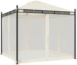vidaXL Pavillon mit Netzw&auml;nden Creme 2,93x2,93 m Stahl 368434