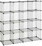 Relaxdays Steckregal Drahtgitter Metall Steckbar 16 F&auml;cher 35 cm x 35 cm