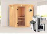 Karibu Sauna Thora mit Ofen externe Stg.Easy LED-Dachkranz Natur