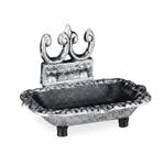 Relaxdays Seifenschale Gusseisen Silber mit Ablauf 10 cm x 15 cm x 11,5 cm 0,6 kg