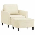 vidaXL Sessel mit Hocker Creme 60 cm Kunstleder 3201118