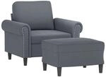 vidaXL Sessel mit Hocker Dunkelgrau 60 cm Samt 3201206
