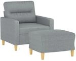 vidaXL Sessel mit Hocker Hellgrau 60 cm Stoff 3201065