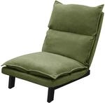 ML-Design Bodenstuhl mit R&uuml;ckenlehne Gr&uuml;n Leinenbezug Stahlgestell
