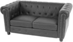MCW Luxus 2er Sofa Chesterfield Kunstleder 160cm Runde F&uuml;&szlig;e Schwarz