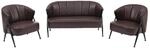 MCW Wohnzimmer-Set P30 Retro Industrial Metall Kunstleder Dunkelbraun