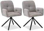 Homestyle4u Polsterstuhl 2er Set Armlehnenstuhl Drehbar Grau 3152