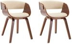 vidaXL Esszimmerst&uuml;hle 2 Stk Creme Bugholz und Kunstleder 278856