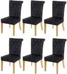 MCW Esszimmerstuhl D22 6er-Set Schwarz Goldfarbene Beine