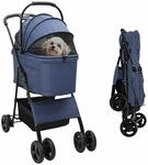 vidaXL Faltbarer Haustierwagen Blau 81 x 47 x 99 cm Polyester 42012434