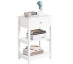 SoBuy Beistelltisch Nachttisch mit Schublade und 2 Ablagen 45x68x30cm Wei&szlig; FBT46-W