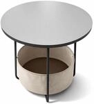 Relaxdays Beistelltisch Metall MDF Grau Cremewei&szlig; Mit Korb 50 cm x 45 cm