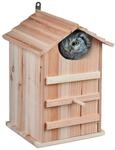 Relaxdays Eulen Nistkasten Tannenholz Natur Wetterbest&auml;ndig Aufklappbar 38,5 x 25 x