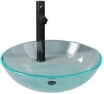 vidaXL Waschbecken mit Wasserhahn und Ablaufgarnitur aus Geh&auml;rtetem 3098440
