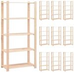 vidaXL Lagerregale 5 B&ouml;den 10 Stk 80x38x170cm Massivholz Kiefer 250kg 3051116