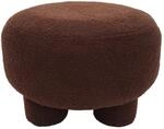 MCW Hocker Q49 Stoff/Textil Boucl&eacute; 55cm Dunkelbraun