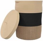 vidaXL Aufbewahrungskorb mit Deckel Schwarz & Beige &Oslash;37x50cm Baumwolle 358479