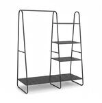 Relaxdays Kleiderst&auml;nder Eisen Schwarz mit 5 Ablagen 150 cm x 100 cm x 39 cm 4,6 kg