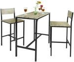 SoBuy Bartisch Set mit 2 Barhockern Holz Metall Natur Schwarz OGT03-N