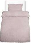Beautissu 2tlg Seersucker Bettw&auml;sche 155x220 cm & Kopfkissen 40x80 cm Taupe