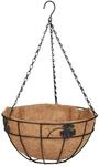 Relaxdays Blumenampel 3er Set Eisen Kokosfaser Schwarz Natur 48 cm x 31 cm 1,44 kg