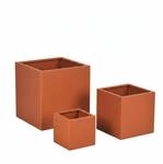Relaxdays Pflanzk&auml;sten 3er Set Carbon-Stahl Rotbraun Rostoptik Stapelbar 37 cm x 37
