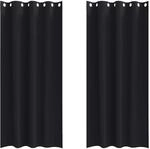 vidaXL Verdunkelungs-Vorh&auml;nge mit Ringen Schwarz Polyester 4107321