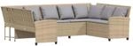 vidaXL Gartensofa mit Kissen Beige Poly Rattan 3365333