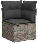 vidaXL Gartensofa-Set mit Kissen mit Speicher 9 Stk Grau Poly Rattan 3364613