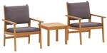 vidaXL Gartensofa-Set 3 Stk Anthrazit Massivholz Akazie 4106581